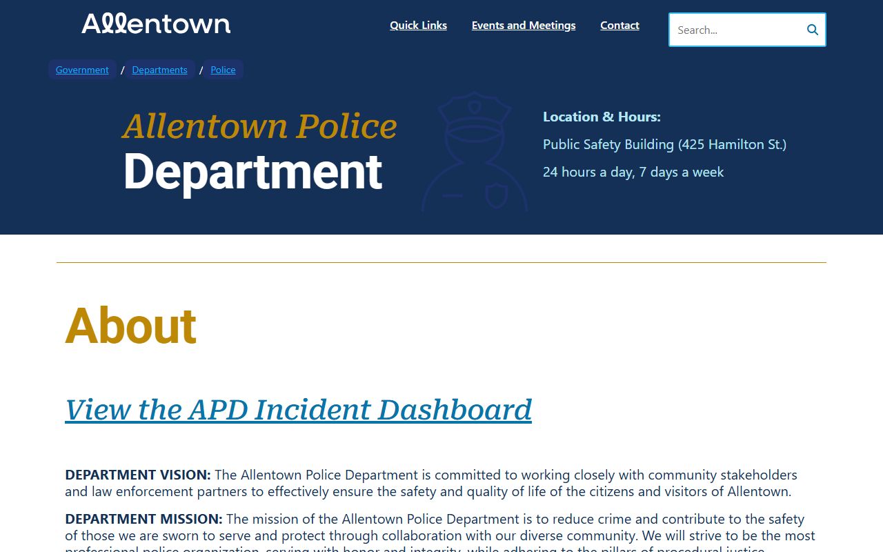 Allentown Police Department records and public safety information