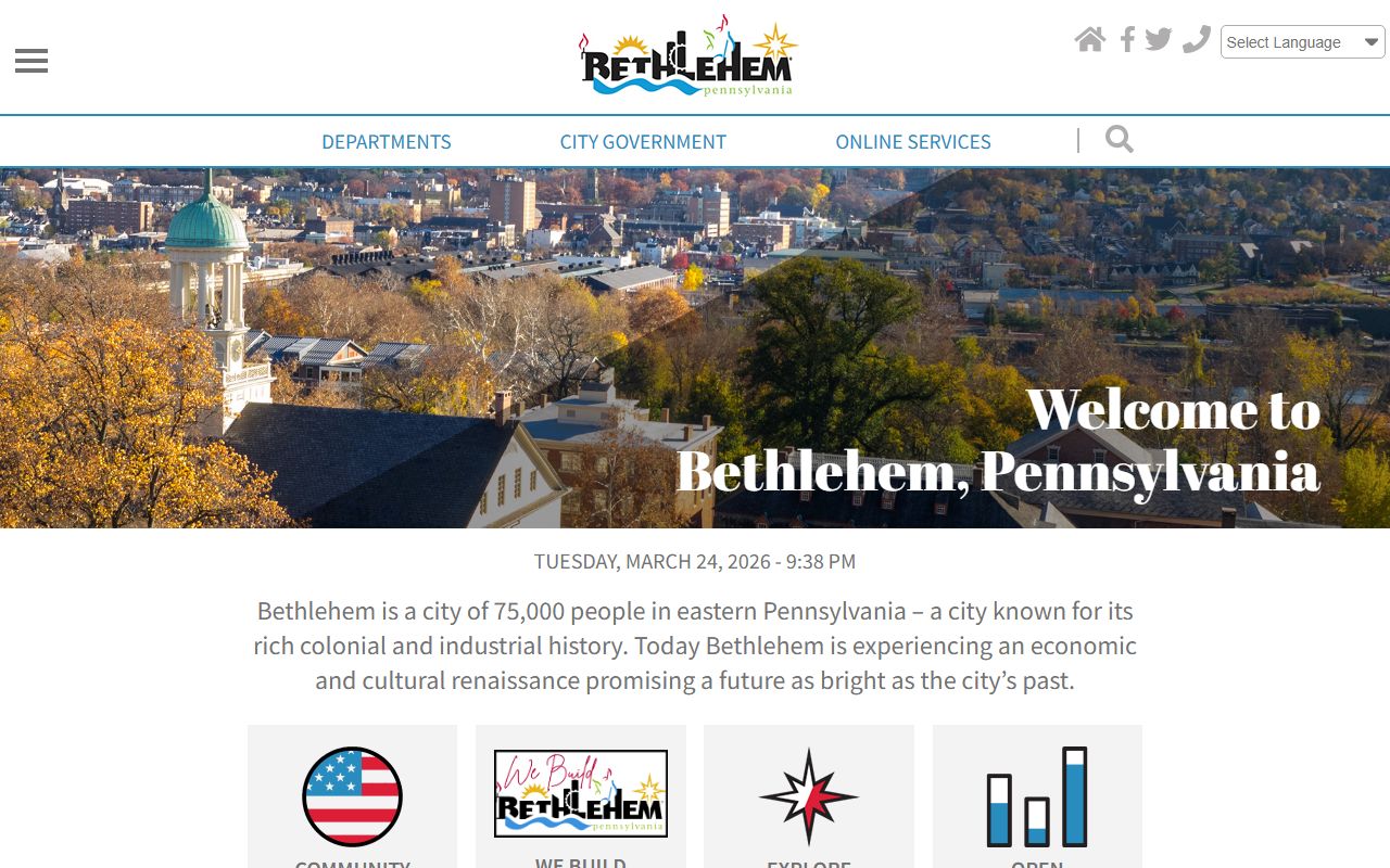 Bethlehem city homepage for public records access