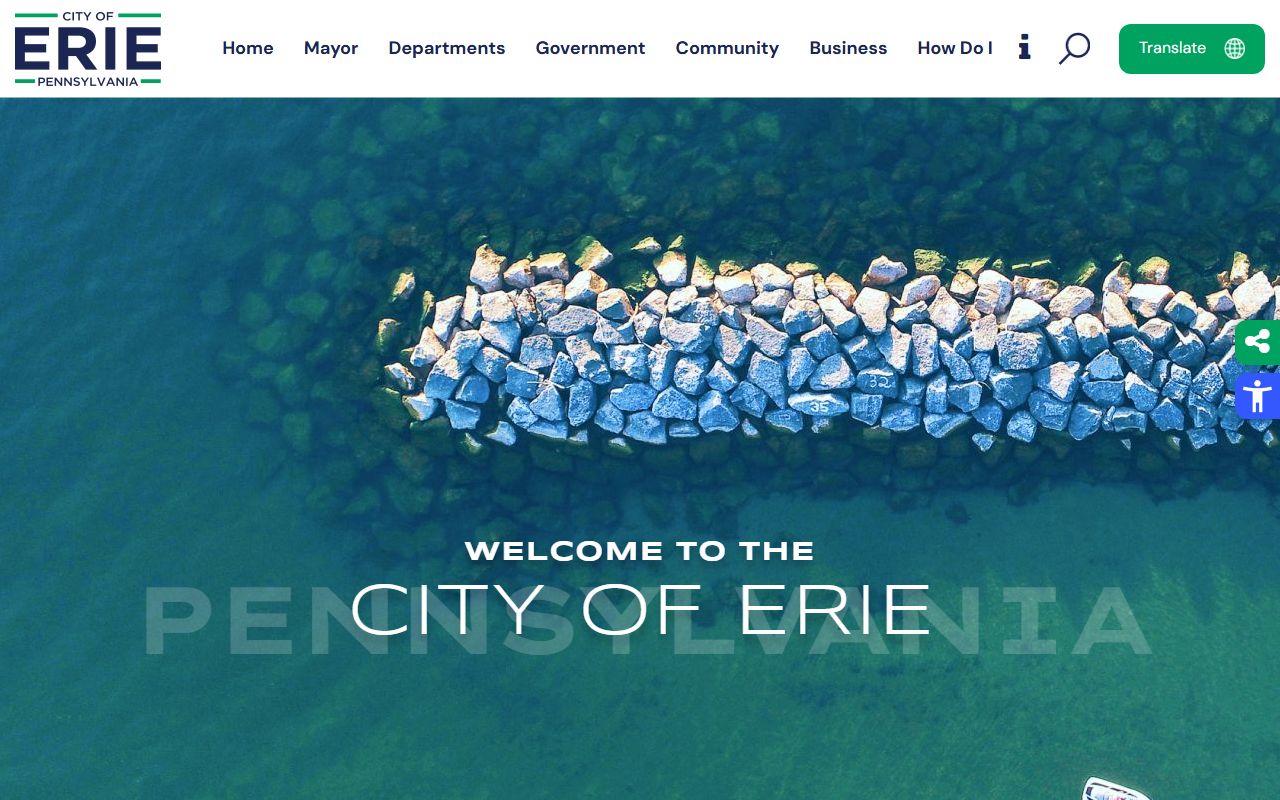 Erie city homepage for public records access