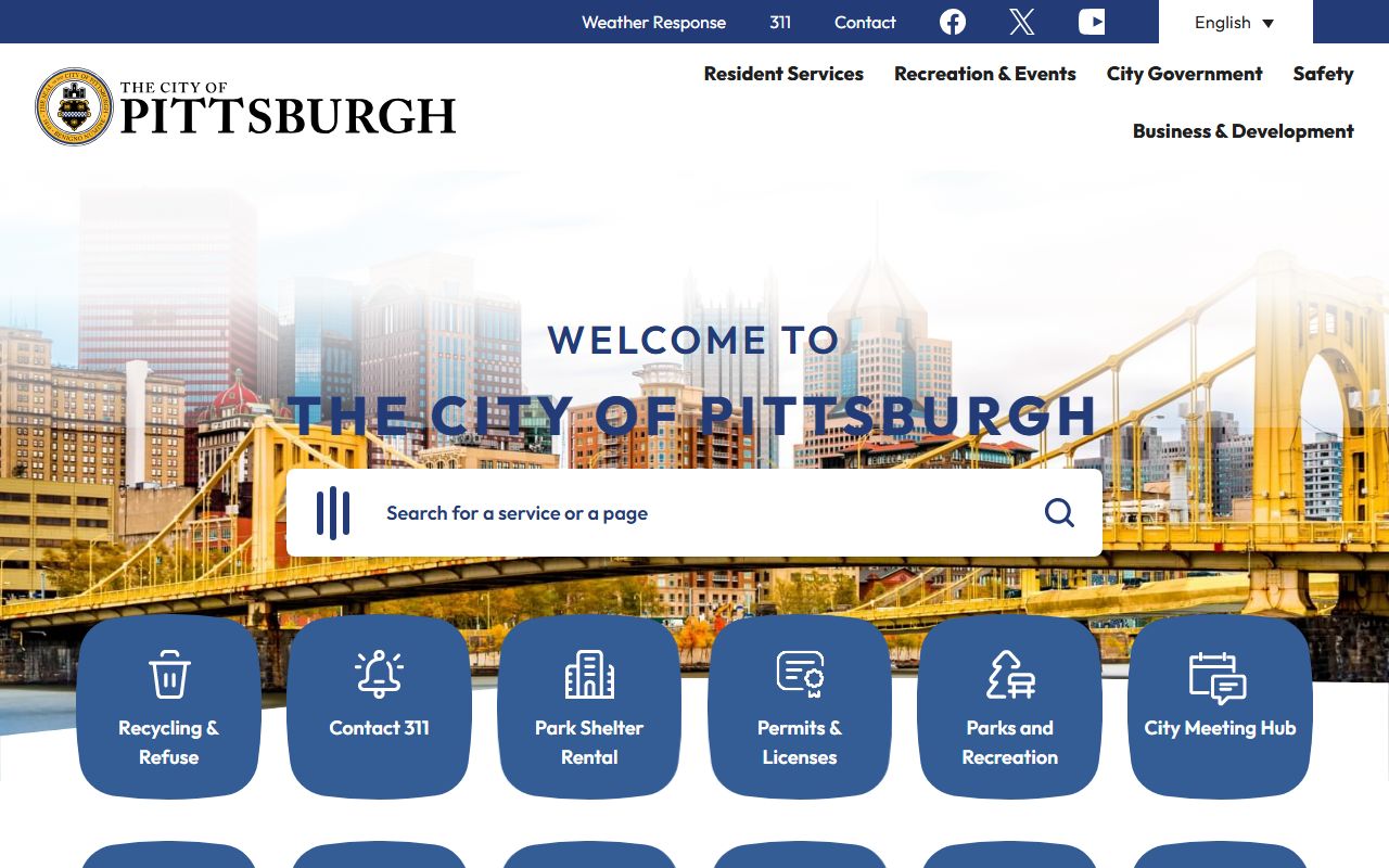 City of Pittsburgh homepage for public records access
