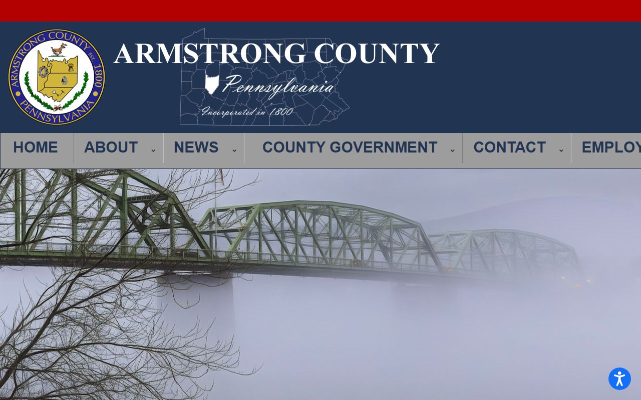 Armstrong County Pennsylvania homepage showing public records access