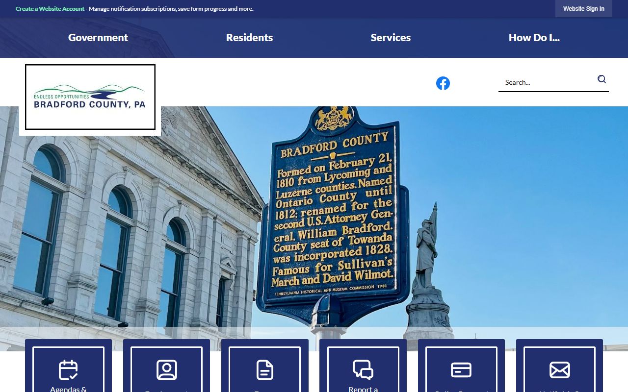 Bradford County Pennsylvania government website for public records