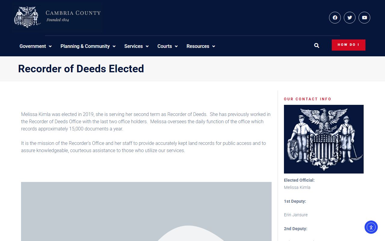 Cambria County Recorder of Deeds for public property records access