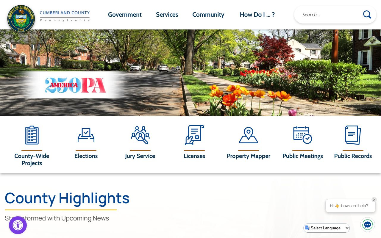 Cumberland County homepage for public records access