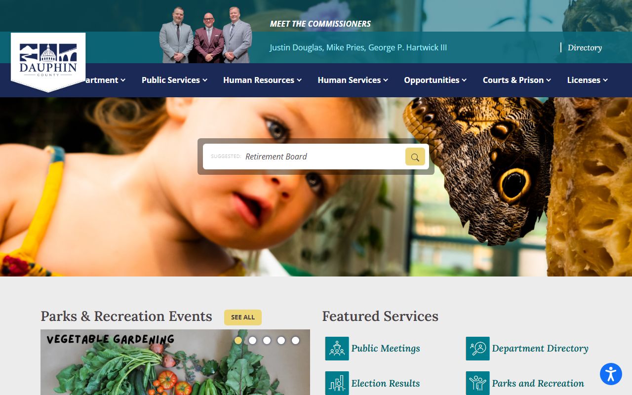 Dauphin County homepage showing public records access