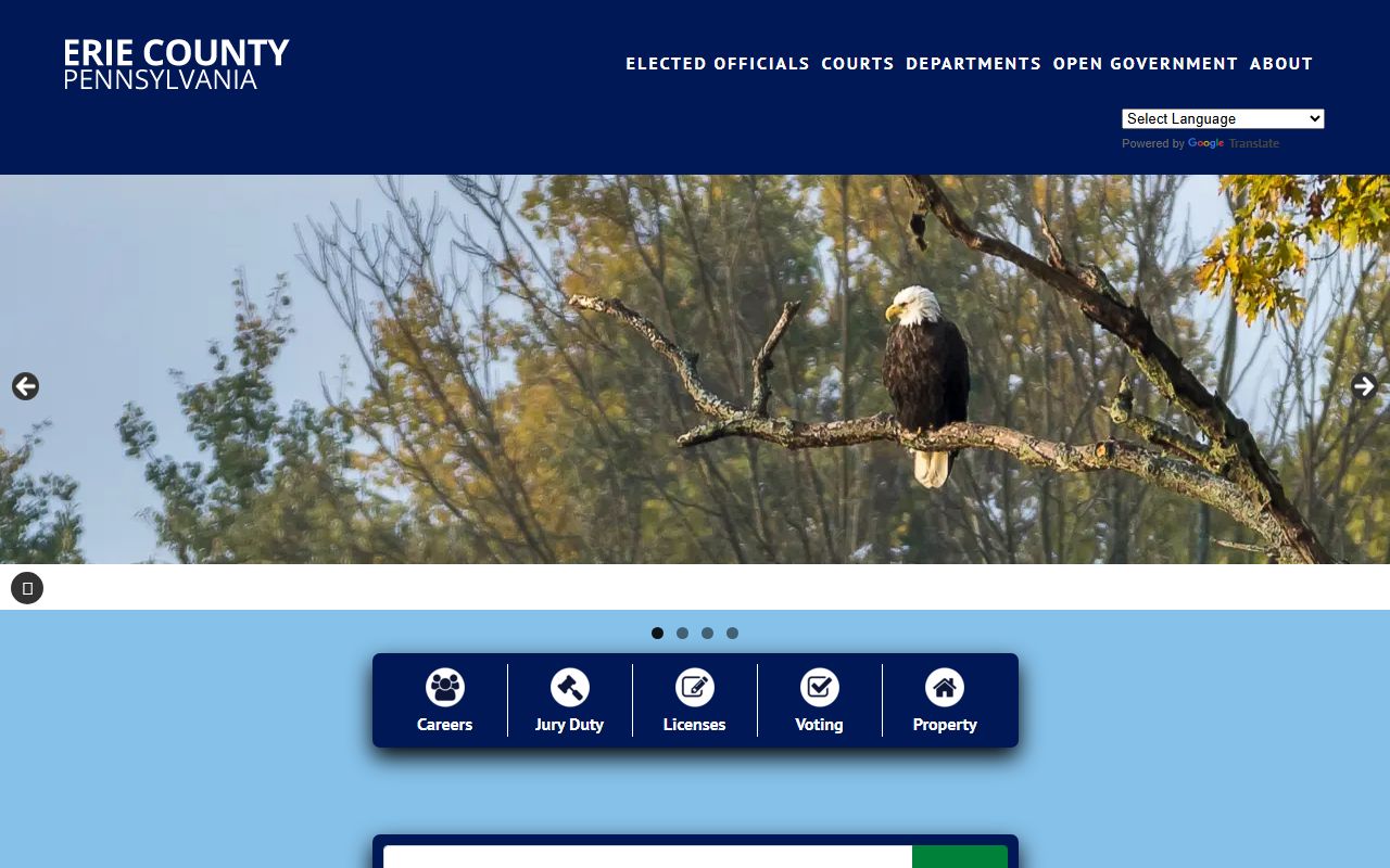 Erie County homepage for public records and county information