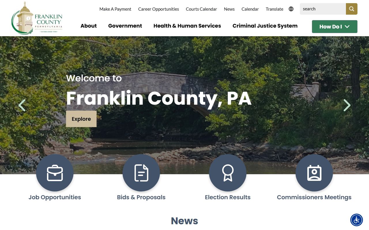 Franklin County homepage for public records access