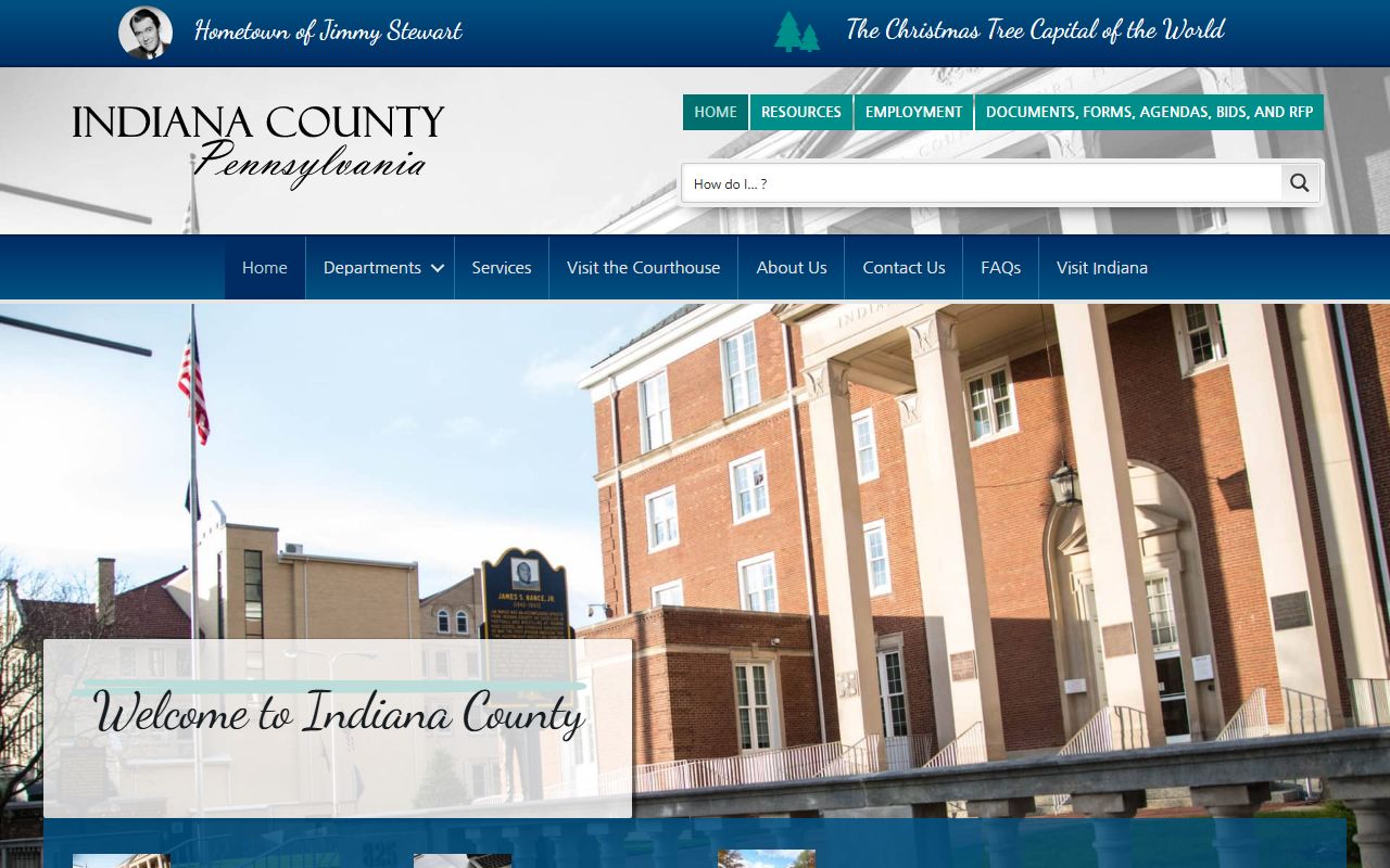 Indiana County homepage for public records access