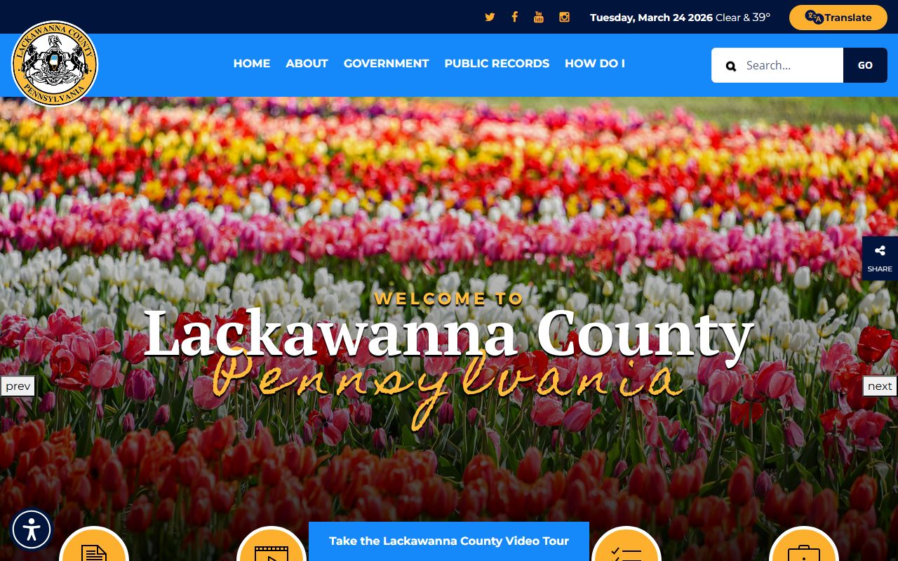 Lackawanna County homepage for public records search
