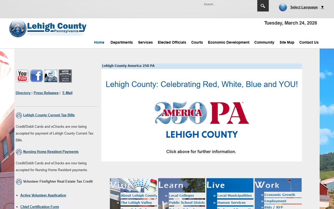 Lehigh County homepage for public records access