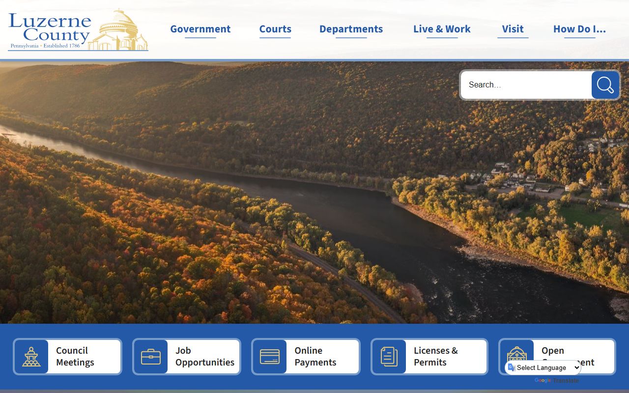 Luzerne County homepage for public records access