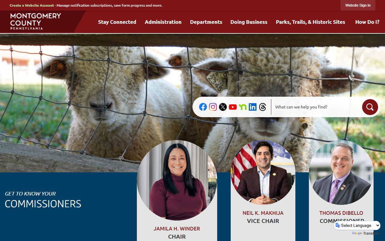 Montgomery County Pennsylvania homepage for public records access