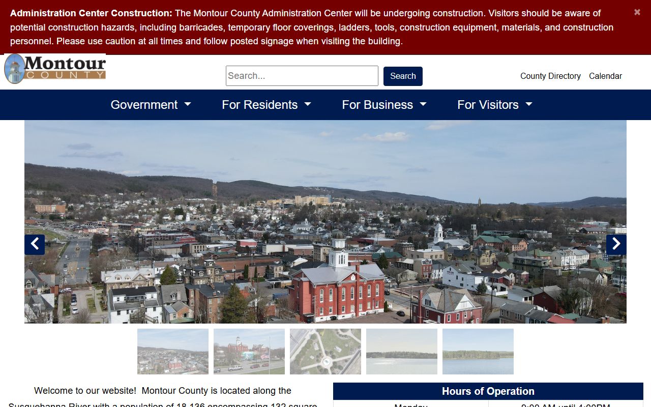 Montour County Pennsylvania homepage for public records access