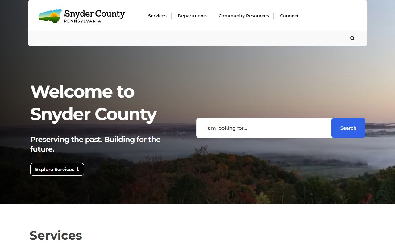 Snyder County Pennsylvania homepage for public records access